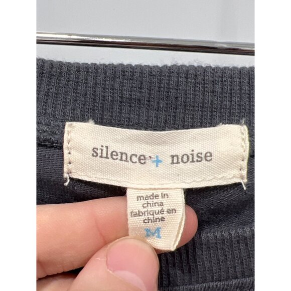 Silence + Noise 3/4 Sleeve Pullover To Womens M Oversized Gray Cotton Relaxed - Picture 3 of 6